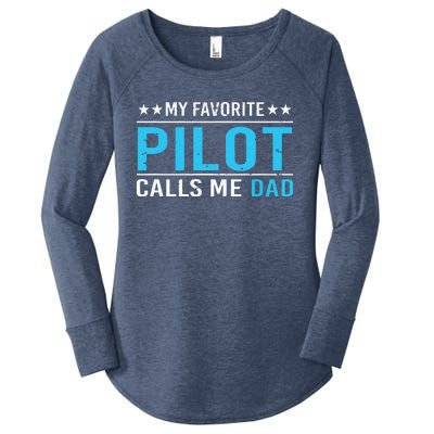 My Favorite Pilot Calls Me Dad Pilot Dad Gift Tee Women's Perfect Tri Tunic Long Sleeve Shirt