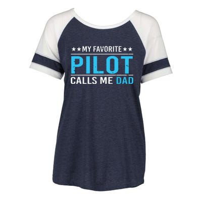 My Favorite Pilot Calls Me Dad Pilot Dad Gift Tee Enza Ladies Jersey Colorblock Tee