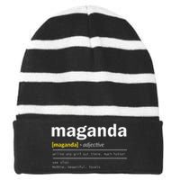 Maganda Filipino Princess Pinay Philippines Filipina Striped Beanie with Solid Band