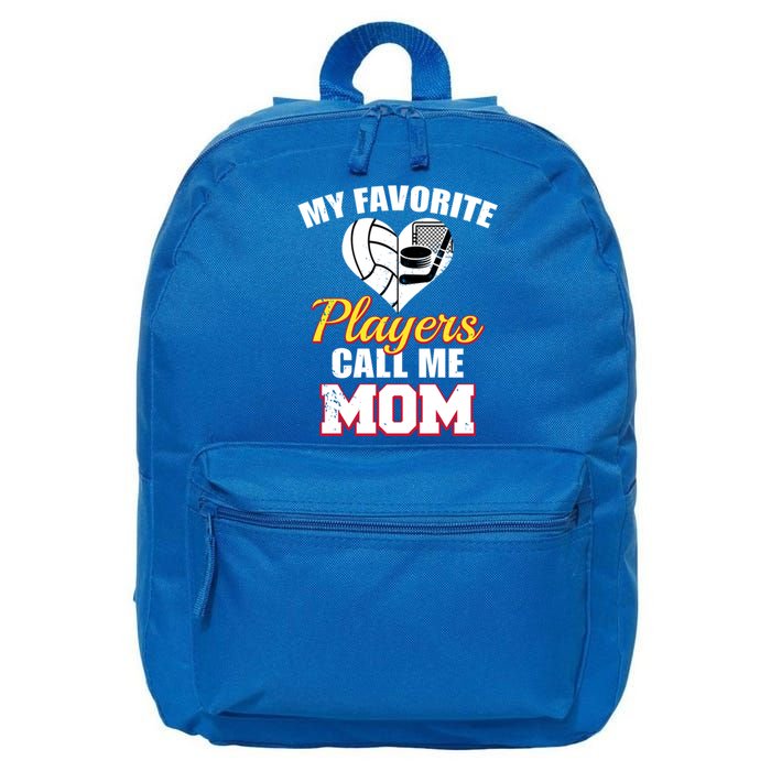 My Favorite Players Call Me Mom Funny Volleyball Hockey Mom Gift 16 in Basic Backpack