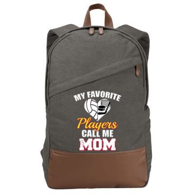 My Favorite Players Call Me Mom Funny Volleyball Hockey Mom Gift Cotton Canvas Backpack