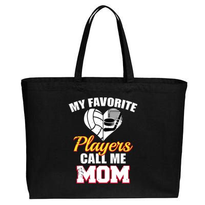 My Favorite Players Call Me Mom Funny Volleyball Hockey Mom Gift Cotton Canvas Jumbo Tote