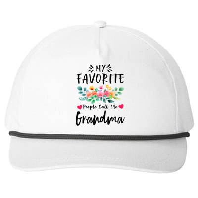 My Favorite People Call Me Grandma Floral MotherS Day Cute Gift Snapback Five-Panel Rope Hat