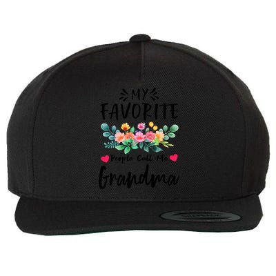 My Favorite People Call Me Grandma Floral MotherS Day Cute Gift Wool Snapback Cap