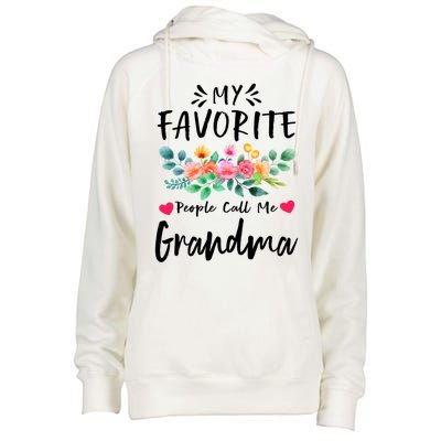 My Favorite People Call Me Grandma Floral MotherS Day Cute Gift Womens Funnel Neck Pullover Hood