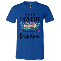 My Favorite People Call Me Grandma Floral MotherS Day Cute Gift V-Neck T-Shirt