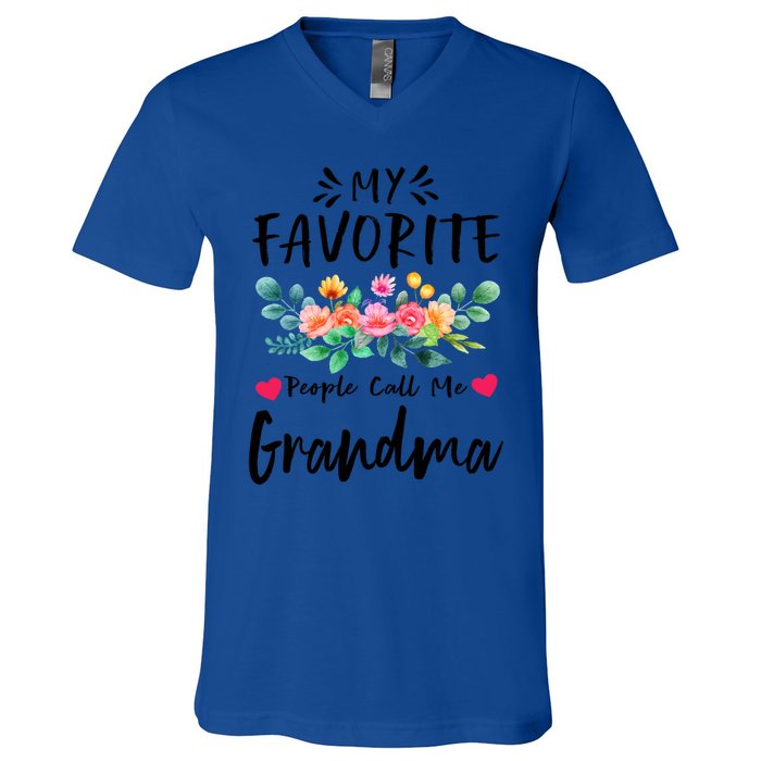 My Favorite People Call Me Grandma Floral MotherS Day Cute Gift V-Neck T-Shirt