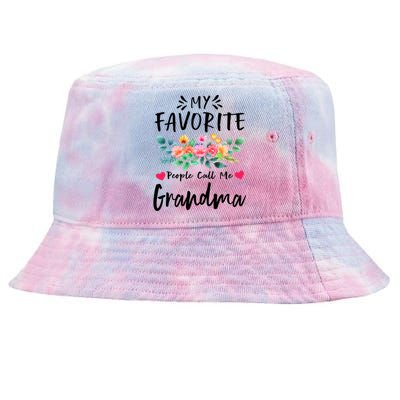 My Favorite People Call Me Grandma Floral MotherS Day Cute Gift Tie-Dyed Bucket Hat