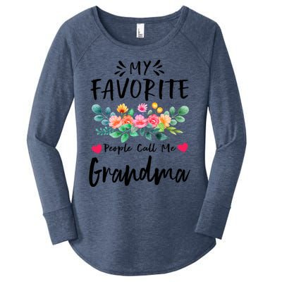 My Favorite People Call Me Grandma Floral MotherS Day Cute Gift Women's Perfect Tri Tunic Long Sleeve Shirt