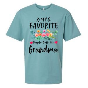 My Favorite People Call Me Grandma Floral MotherS Day Cute Gift Sueded Cloud Jersey T-Shirt