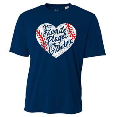 My Favorite Player Calls Me Grandma Baseball Heart Cooling Performance Crew T-Shirt