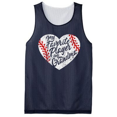 My Favorite Player Calls Me Grandma Baseball Heart Mesh Reversible Basketball Jersey Tank