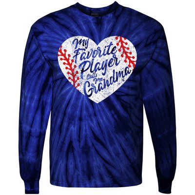 My Favorite Player Calls Me Grandma Baseball Heart Tie-Dye Long Sleeve Shirt