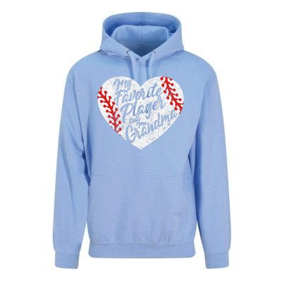 My Favorite Player Calls Me Grandma Baseball Heart Unisex Surf Hoodie