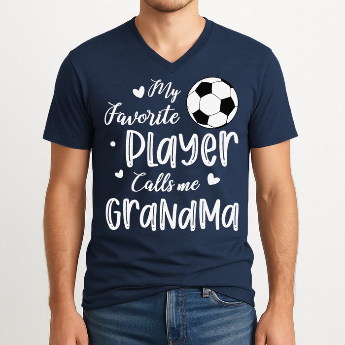 My Favorite Player Calls Me Grandma Soccer Player V-Neck T-Shirt