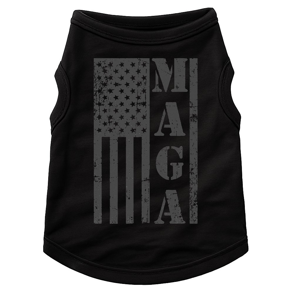 Maga Flag Patriotic Gray Distressed American Flag Doggie Tank