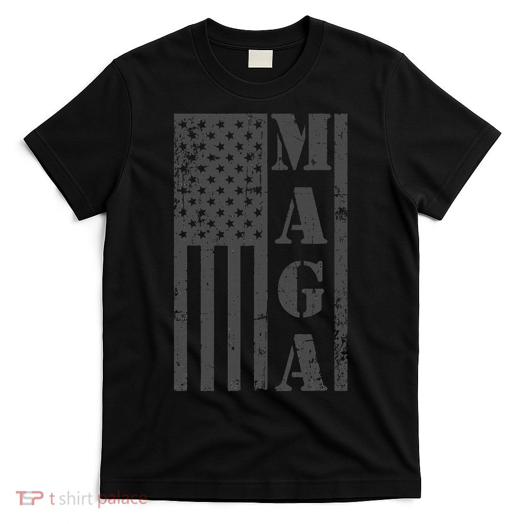 Maga Flag Patriotic Gray Distressed American Flag T-Shirt