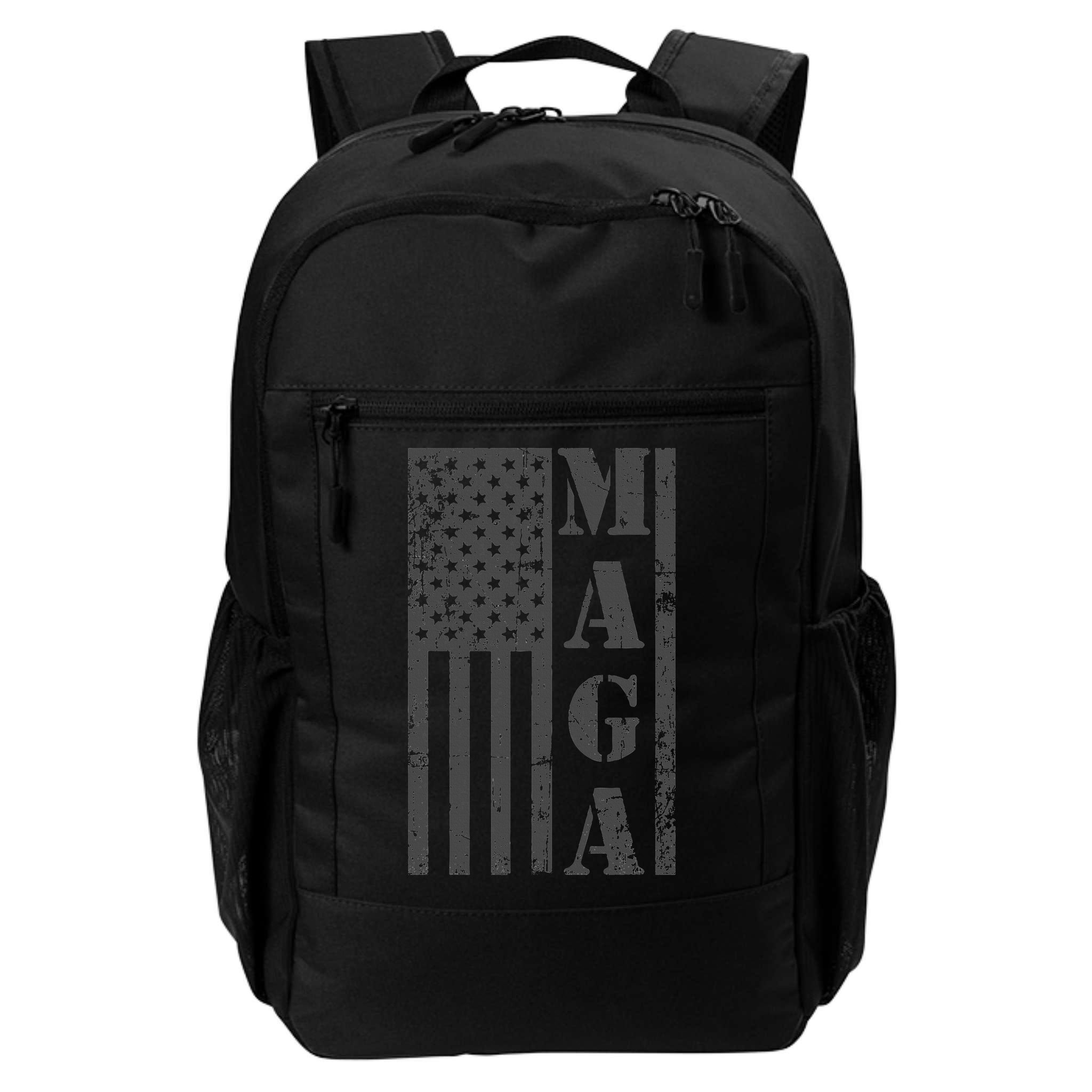 Maga Flag Patriotic Gray Distressed American Flag Backpack