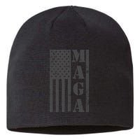Maga Flag Patriotic Gray Distressed American Flag Sustainable Beanie