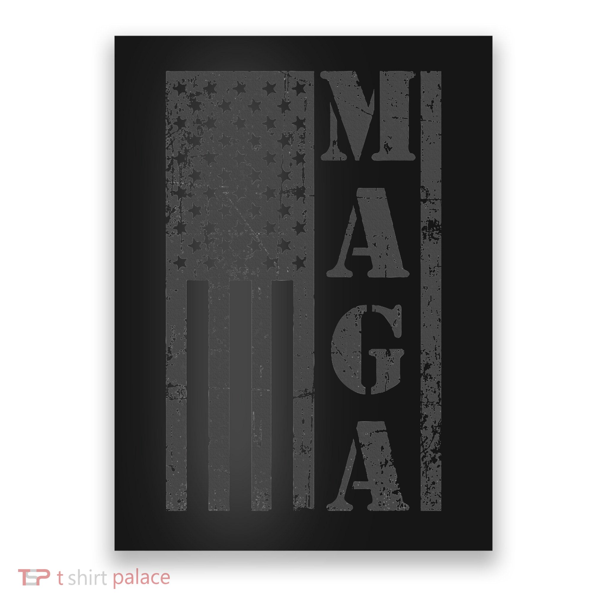 Maga Flag Patriotic Gray Distressed American Flag Poster