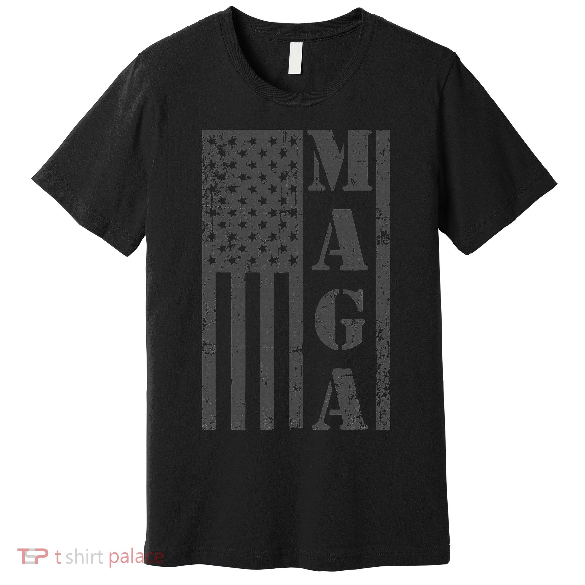 Maga Flag Patriotic Gray Distressed American Flag Premium T-Shirt