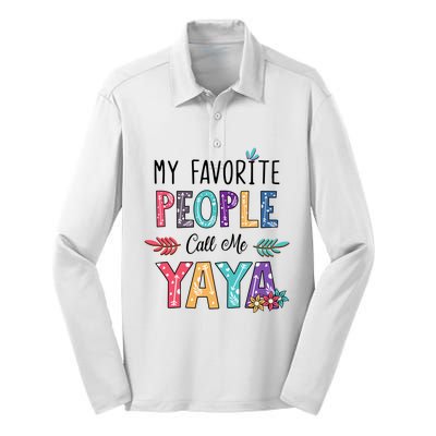 My Favorite People Call Me Yaya Floral Art Silk Touch Performance Long Sleeve Polo