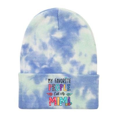 My Favorite People Call Me Mimi Floral Art Tie Dye 12in Knit Beanie