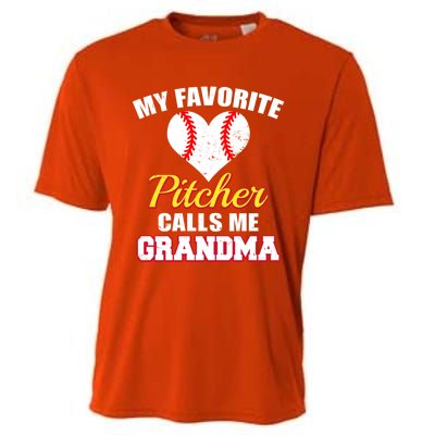 My Favorite Pitcher Calls Me Grandma Baseball Grandma Cute Gift Cooling Performance Crew T-Shirt