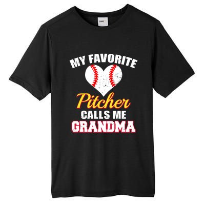 My Favorite Pitcher Calls Me Grandma Baseball Grandma Cute Gift Tall Fusion ChromaSoft Performance T-Shirt