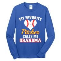 My Favorite Pitcher Calls Me Grandma Baseball Grandma Cute Gift Tall Long Sleeve T-Shirt