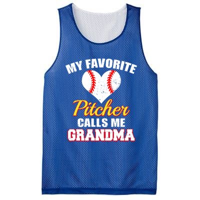 My Favorite Pitcher Calls Me Grandma Baseball Grandma Cute Gift Mesh Reversible Basketball Jersey Tank