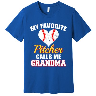 My Favorite Pitcher Calls Me Grandma Baseball Grandma Cute Gift Premium T-Shirt