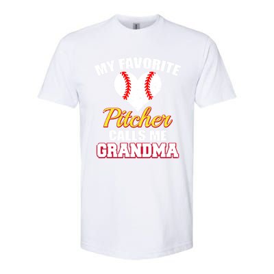 My Favorite Pitcher Calls Me Grandma Baseball Grandma Cute Gift Softstyle CVC T-Shirt