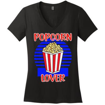 Movie Fan Popcorn Lover Women's V-Neck T-Shirt