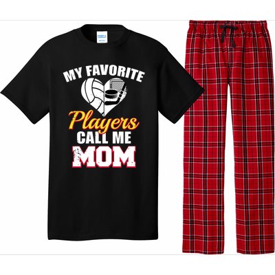 My Favorite Players Call Me Mom Funny Volleyball Hockey Mom Gift Pajama Set