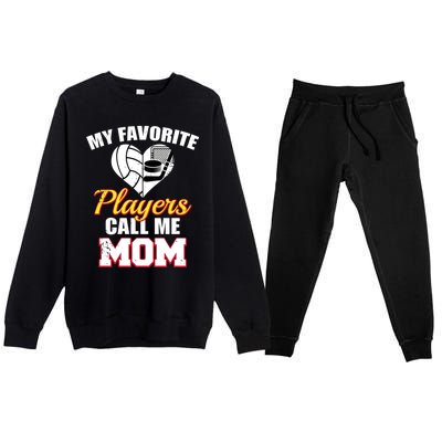 My Favorite Players Call Me Mom Funny Volleyball Hockey Mom Gift Premium Crewneck Sweatsuit Set