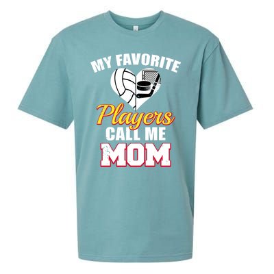 My Favorite Players Call Me Mom Funny Volleyball Hockey Mom Gift Sueded Cloud Jersey T-Shirt