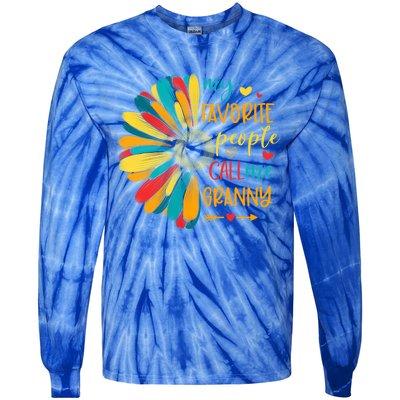 My Favorite People Call Me Granny Floral Granny Mother's Day Gift Tie-Dye Long Sleeve Shirt