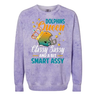 Miami Football Queen Classy Sassy And A Bit Smart Assy Colorblast Crewneck Sweatshirt