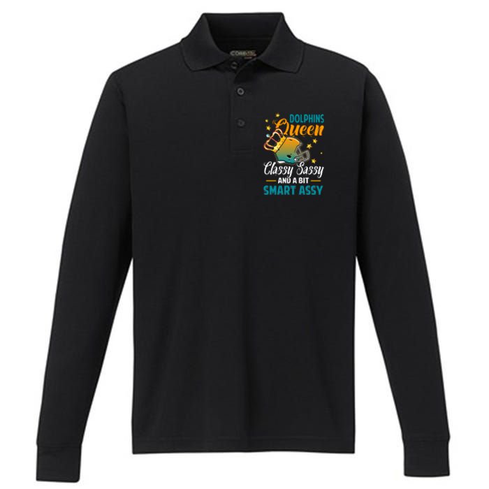 Miami Football Queen Classy Sassy And A Bit Smart Assy Performance Long Sleeve Polo