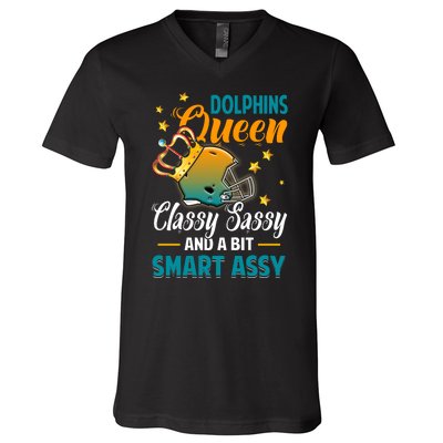 Miami Football Queen Classy Sassy And A Bit Smart Assy V-Neck T-Shirt