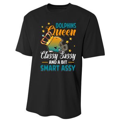 Miami Football Queen Classy Sassy And A Bit Smart Assy Performance Sprint T-Shirt