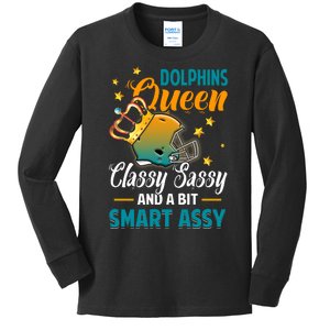 Miami Football Queen Classy Sassy And A Bit Smart Assy Kids Long Sleeve Shirt