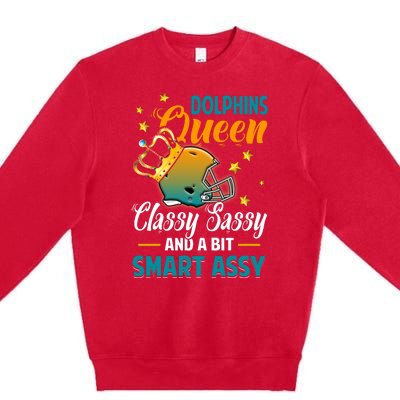 Miami Football Queen Classy Sassy And A Bit Smart Assy Premium Crewneck Sweatshirt