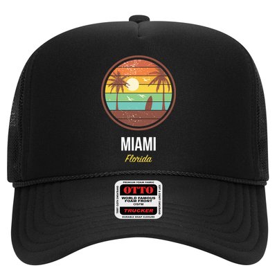 Miami Florida Retro Vintage Sunset Trucker Hat
