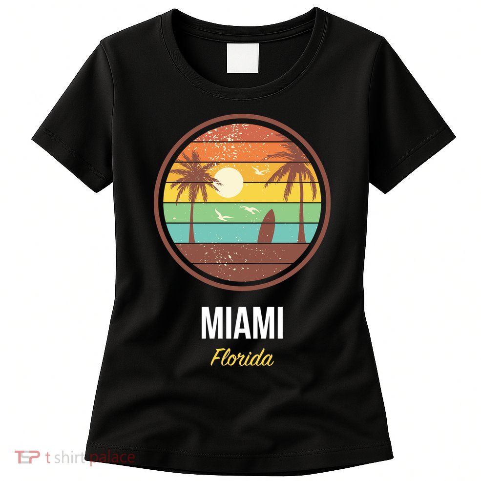 Miami Florida Retro Vintage Sunset Womens T-Shirt