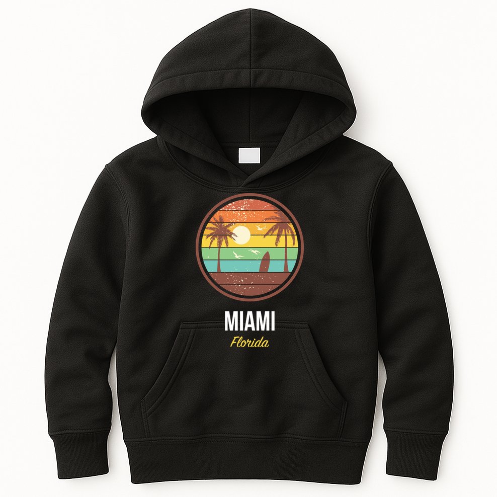 Miami Florida Retro Vintage Sunset Kids Hoodie
