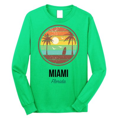Miami Florida Retro Vintage Sunset Long Sleeve Shirt