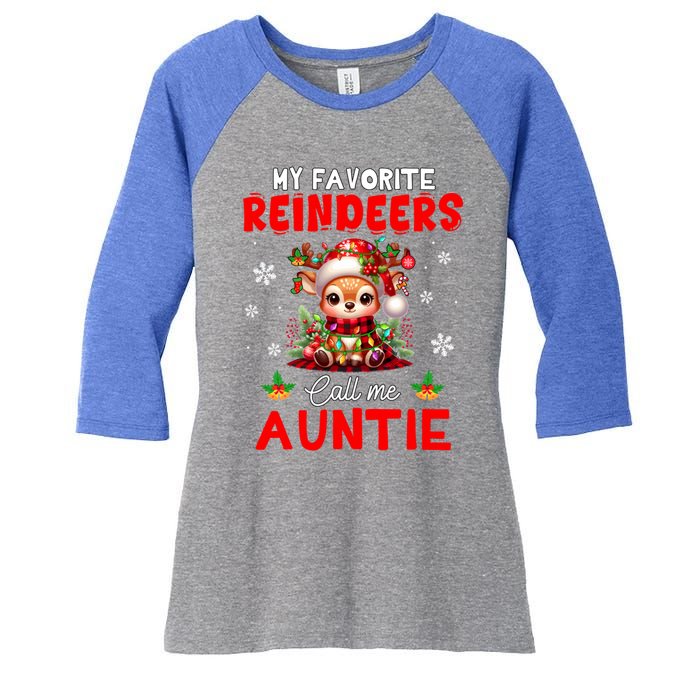 My Favorite Reindeers Call Me Auntie Xmas Colorful Family Women's Tri-Blend 3/4-Sleeve Raglan Shirt