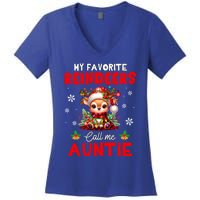 My Favorite Reindeers Call Me Auntie Xmas Colorful Family Women's V-Neck T-Shirt